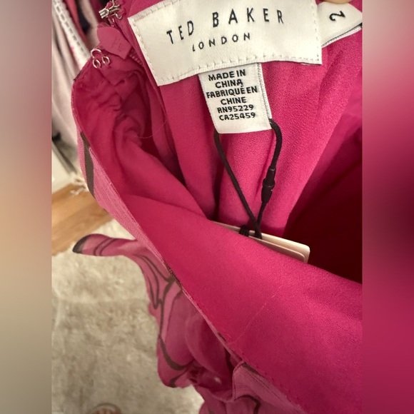 NWT Ted Baker Size 2 Pink Midi Pinafore Dress with Tie Waist - Picture 6 of 9